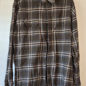 Men's Dickies Flannel Plaid Button-Up Shirt Relaxed Fit Size XL